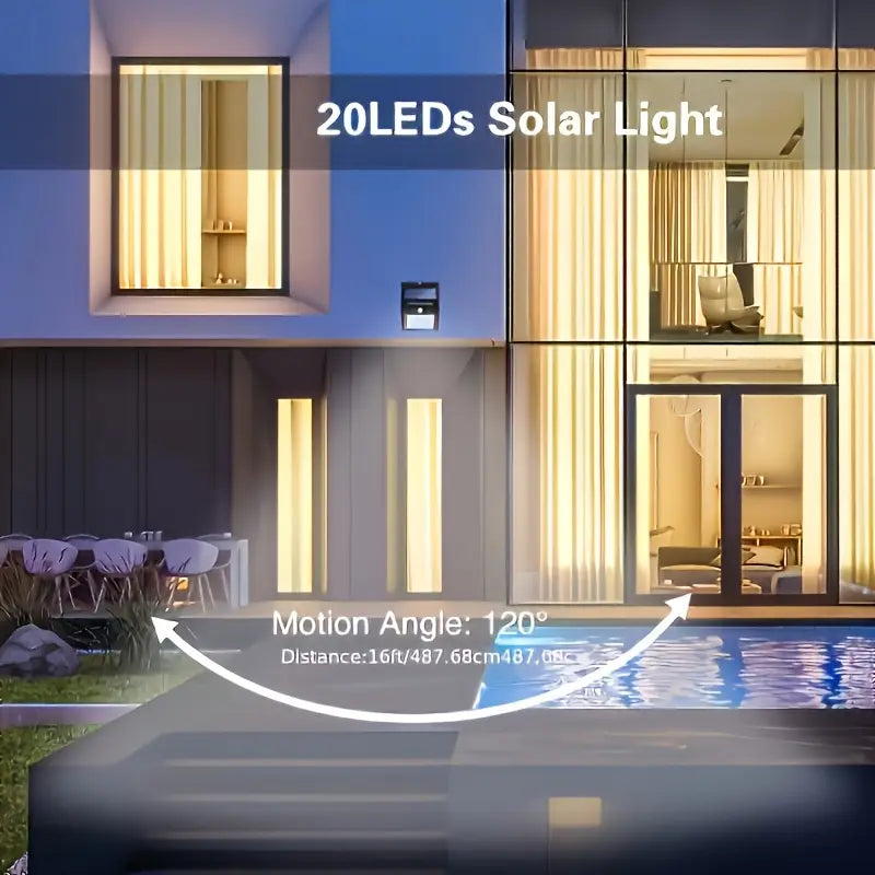 6pcs Solar Wall Lights with Motion Sensor