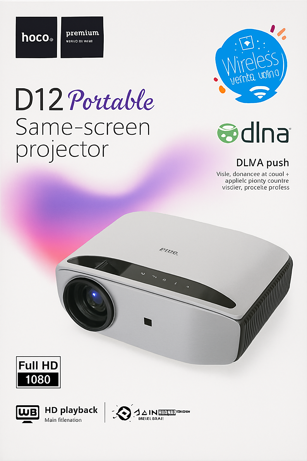 Wireless Same-Screen Projector – 1080P Full HD