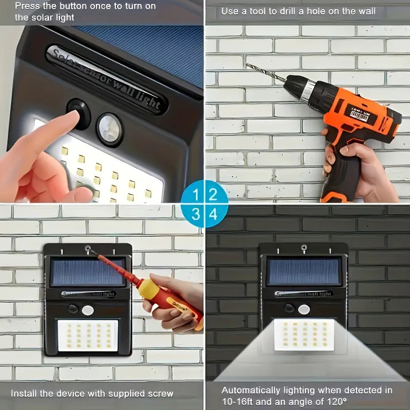6pcs Solar Wall Lights with Motion Sensor