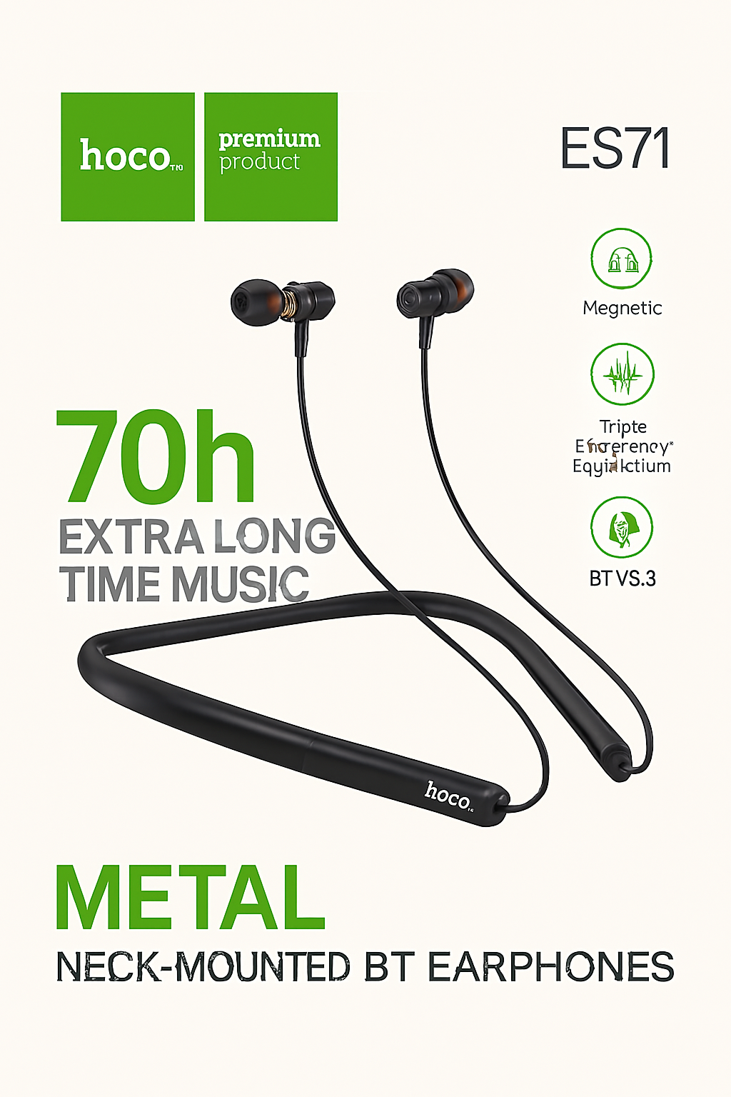 Metal Neck-Mounted Bluetooth Earphones
