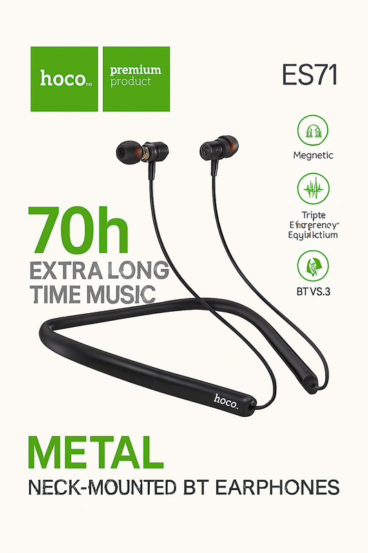 Metal Neck-Mounted Bluetooth Earphones