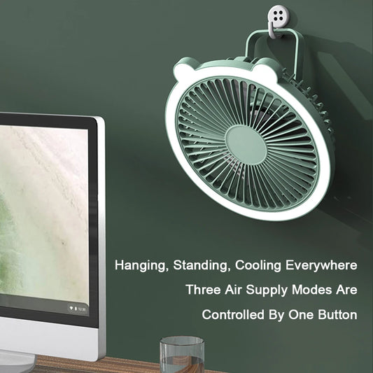 Mini Fan with Led Night Light Usb Rechargeable