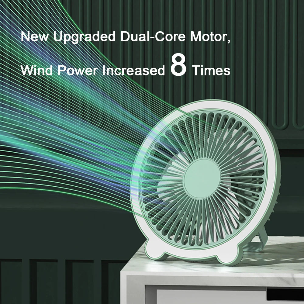 Mini Fan with Led Night Light Usb Rechargeable