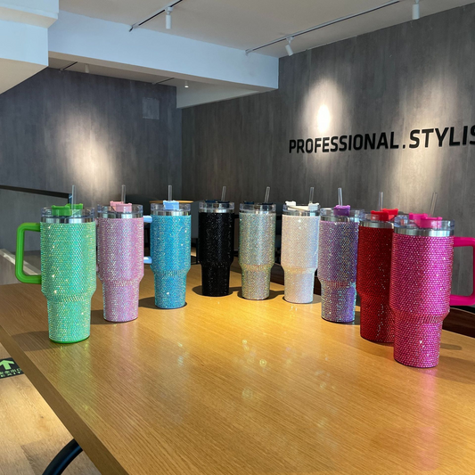 Premium Rhinestone Tumbler with Handle & Straw
